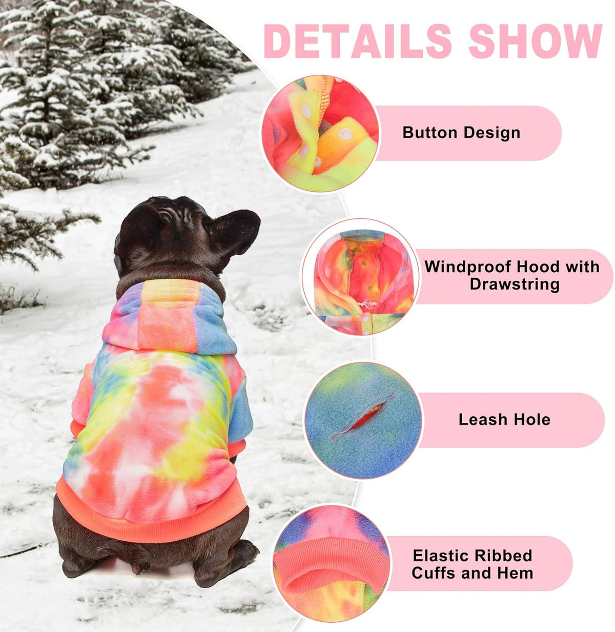 BEAUTYZOO Tie Dye Dog Hoodie Sweaters for Small Medium Size Dogs Girls Boys- Premium Quality, Ultra