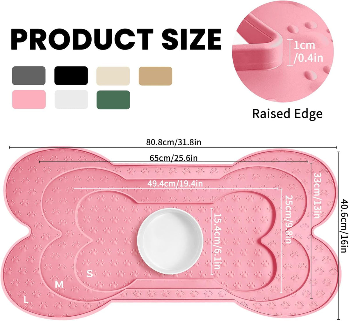 Dog Food Mat Anti-Slip Silicone Dog Bowl Mat Thicker Pet Placemat Waterproof Cat Feeder Pad with
