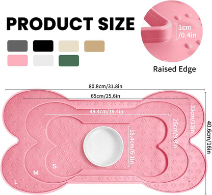Dog Food Mat Anti-Slip Silicone Dog Bowl Mat Thicker Pet Placemat Waterproof Cat Feeder Pad with