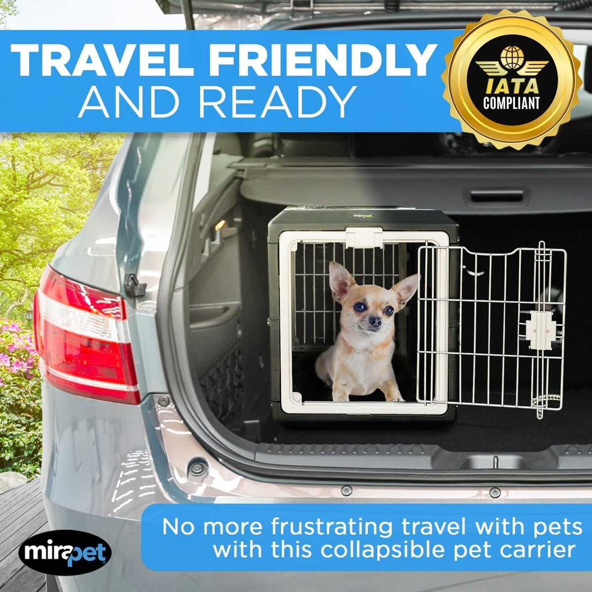 USA Pet Carrier & Crate 21'' - Premium Collapsible Design for Cats and Dogs - Portable Kennel for