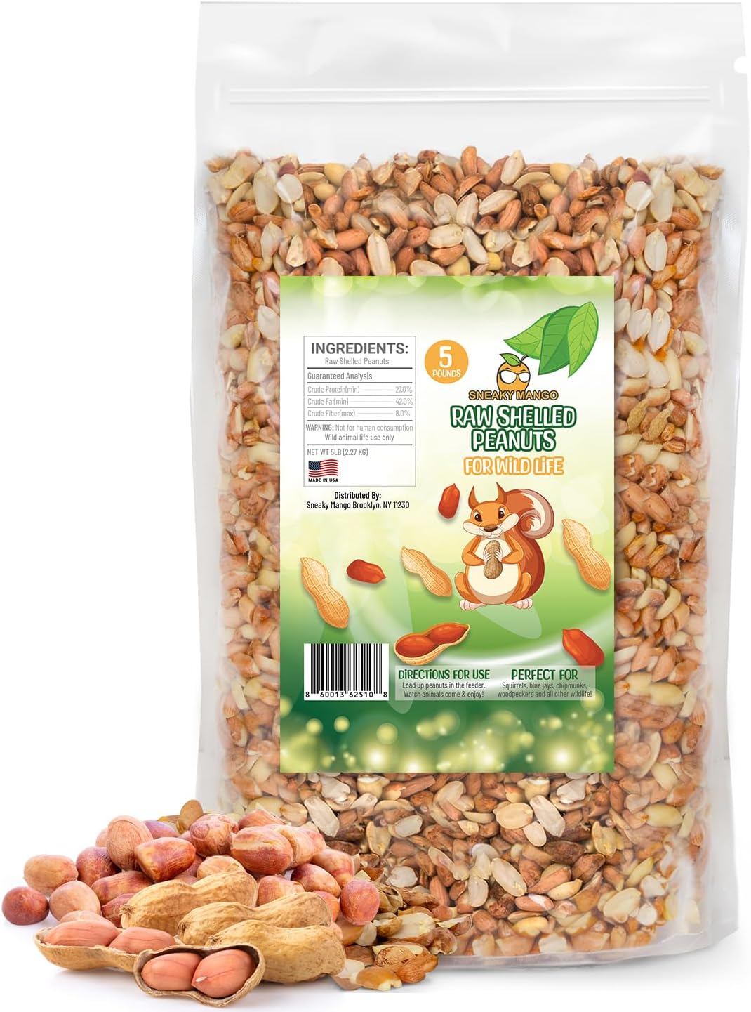 Premium Quality Raw Out of Shell Peanuts - 5 Pounds - Shelled Peanuts for Birds – Wildlife Quality