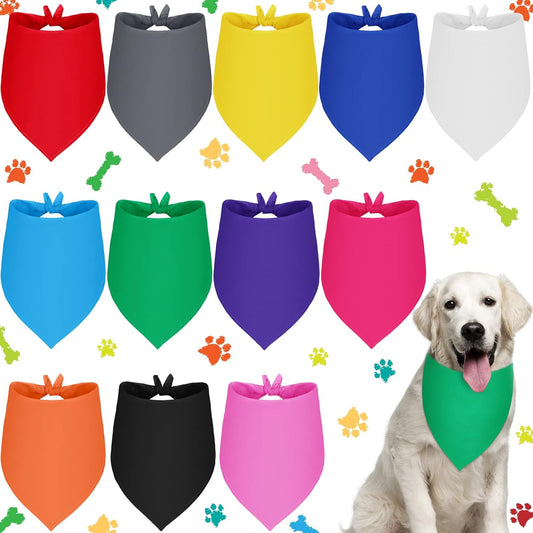 Frienda 12 Pcs Plain Dog Bandanas Blank Puppy Adjustable Triangle Solid Color Dog Bandanas