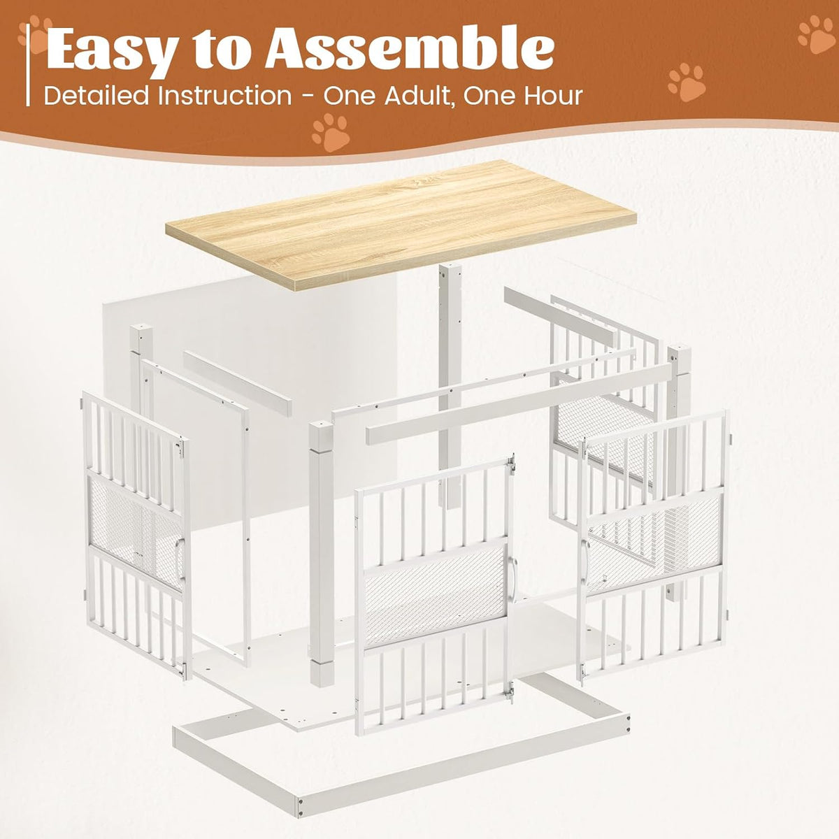 VOPEAK Dog Crate Furniture, Chew Resistant Dog Crate for Dogs, Heavy Duty Dog Crates Dog Kennel