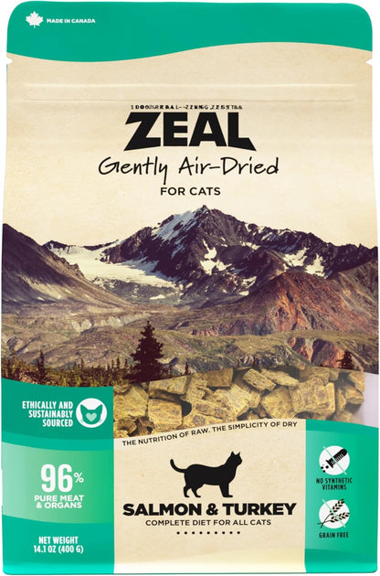 ZEAL Canada Air-Dried Salmon & Turkey Recipe for Cats - Superfood Omega-3 Rich, Dual-Protein, Grain