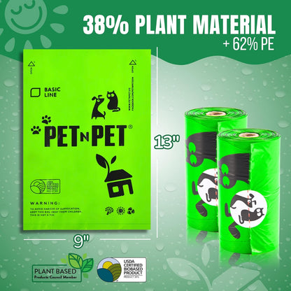 Pet N Pet 540 Counts Green Poop Bags for Dogs, 38% Plant Based & 62% PE Extra Thick Dog Poop Bags