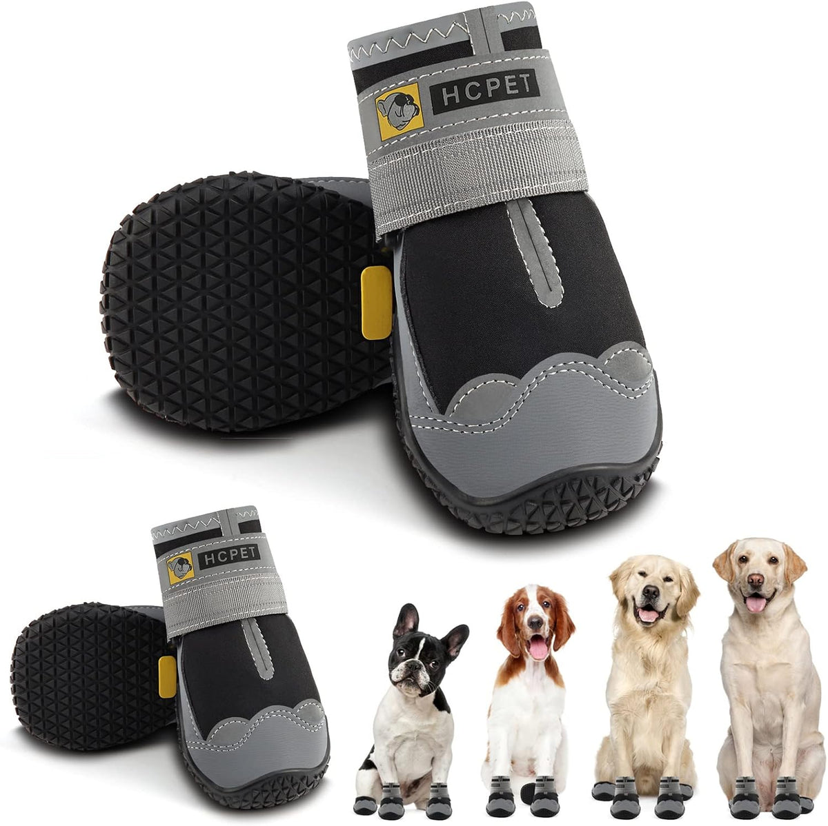 Hcpet Dog Shoes for Large Dogs, Waterproof Dog Booties for Small Medium Dogs, Anti-Slip Dog Boots &