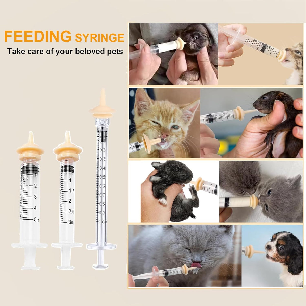 Pet Feeder Syringe, Newborn Animal Feeder Syringe Pet Feeding Nursing Syringe Silicone Feeding