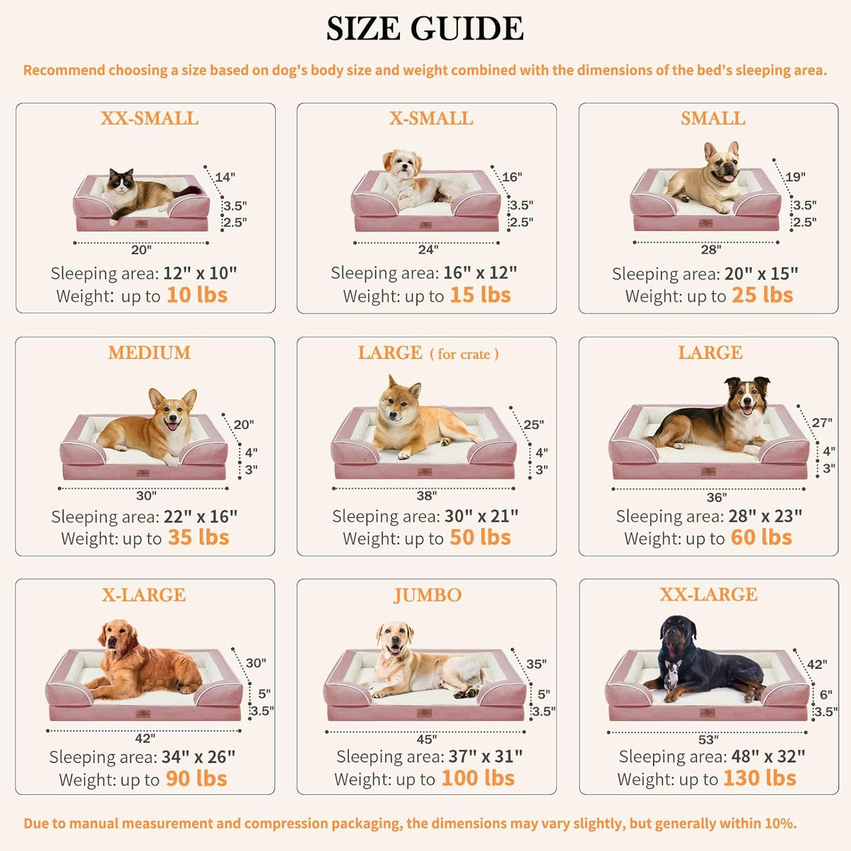 Comfort Expression Waterproof Orthopedic Foam Dog Beds Extra Large Dogs, XL Dog Bed with Bolster