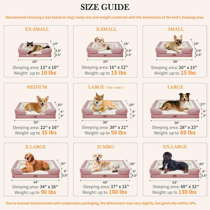 Comfort Expression Waterproof Orthopedic Foam Dog Beds Extra Large Dogs, XL Dog Bed with Bolster