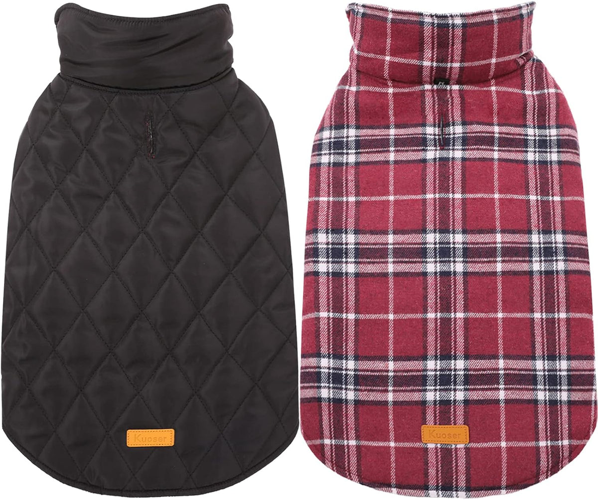 Kuoser Waterproof Dog Coat, Reversible Dog Jacket for Small Dogs, Adjustable Durable Doggie Winter