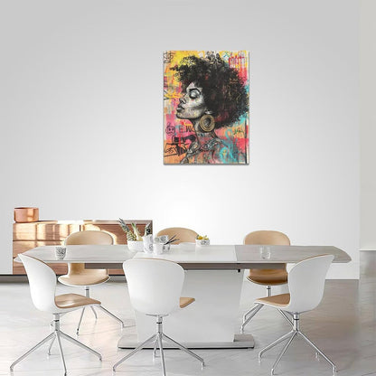 Quorin African American Wall Art Banksy Graffiti Black Woman Pictures Black Girl Wall Decor Canvas