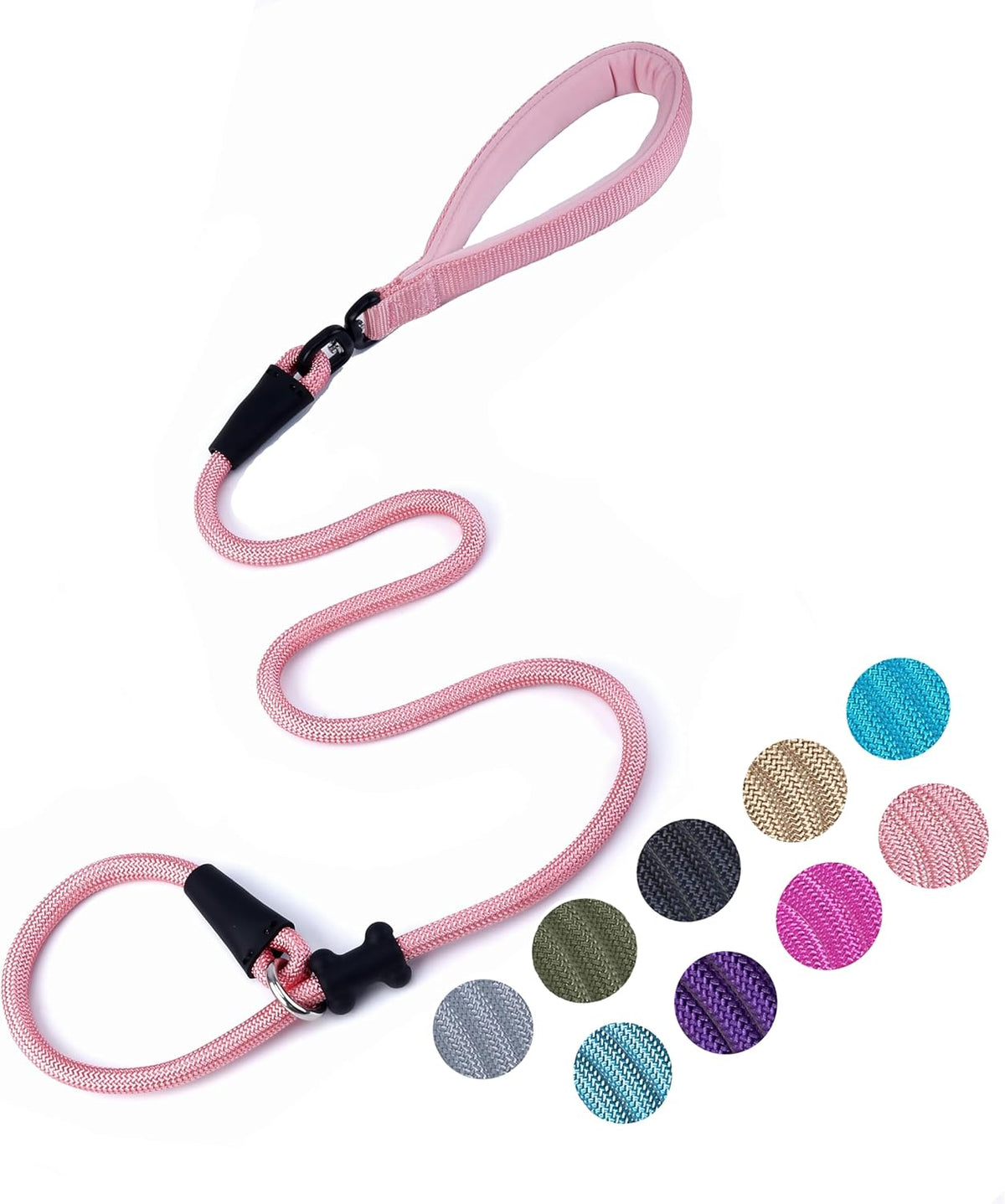 Slip Lead Dog Leash，Strong Nylon Rope Leash and Padded Handle,No Pull Outdoor Walking Training Lead