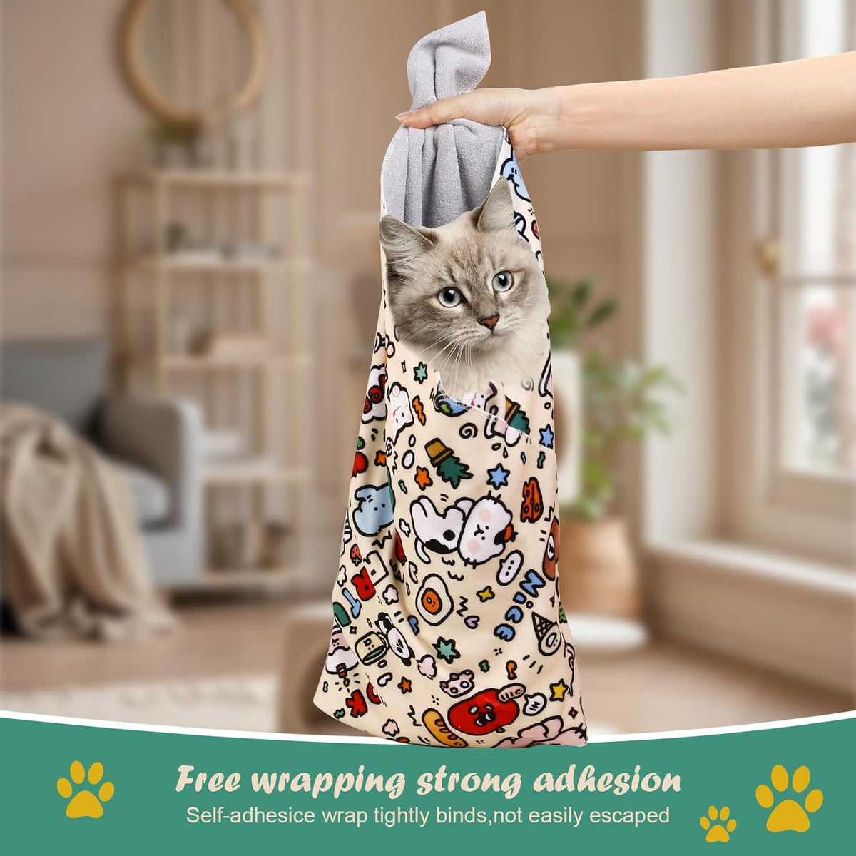 Cat Wrap for Cutting Nails and Grooming(27" x27"), Cat Restraint Wrap for Nail