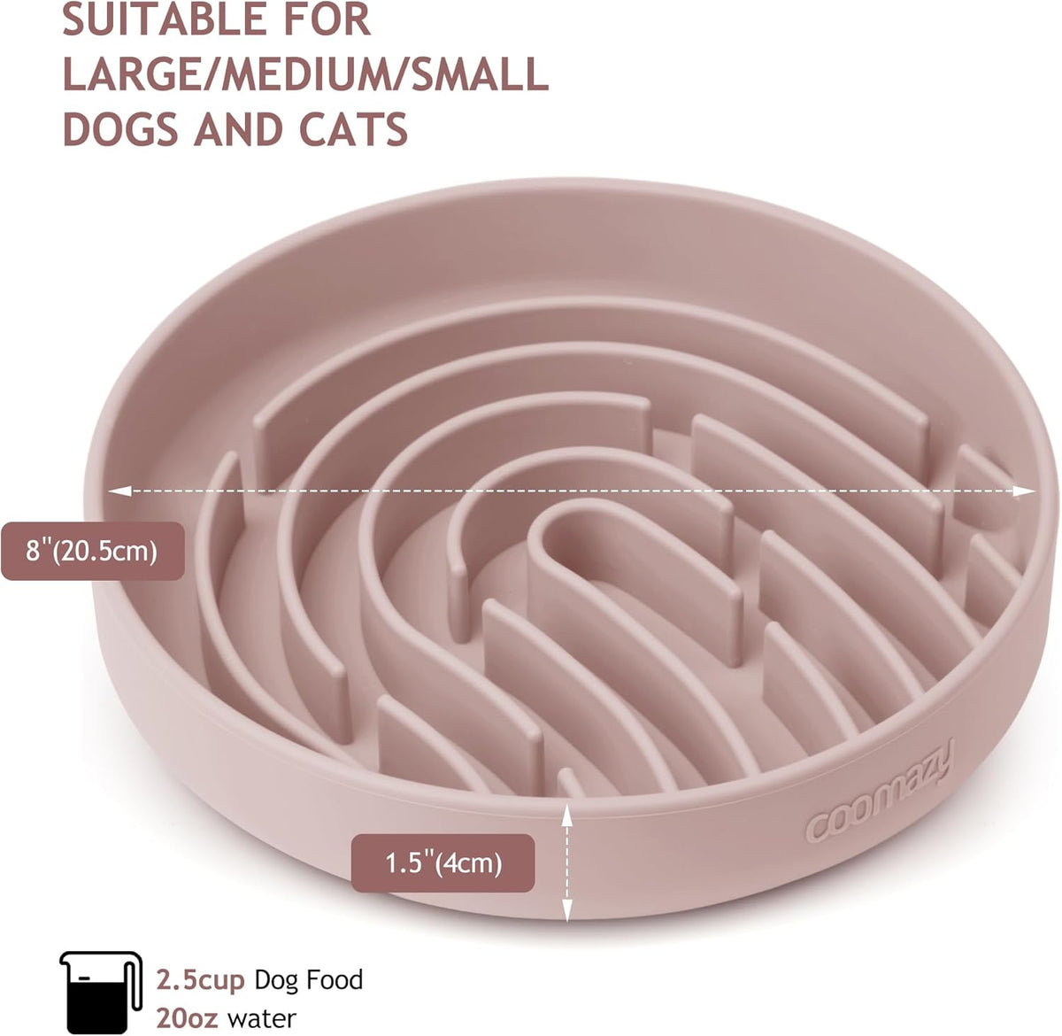 Coomazy Large Silicone Slow Feeder Dog Bowls, Interactive Puzzle Toy for Pets Food Training, Keeps