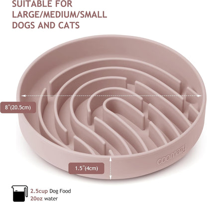 Coomazy Large Silicone Slow Feeder Dog Bowls, Interactive Puzzle Toy for Pets Food Training, Keeps