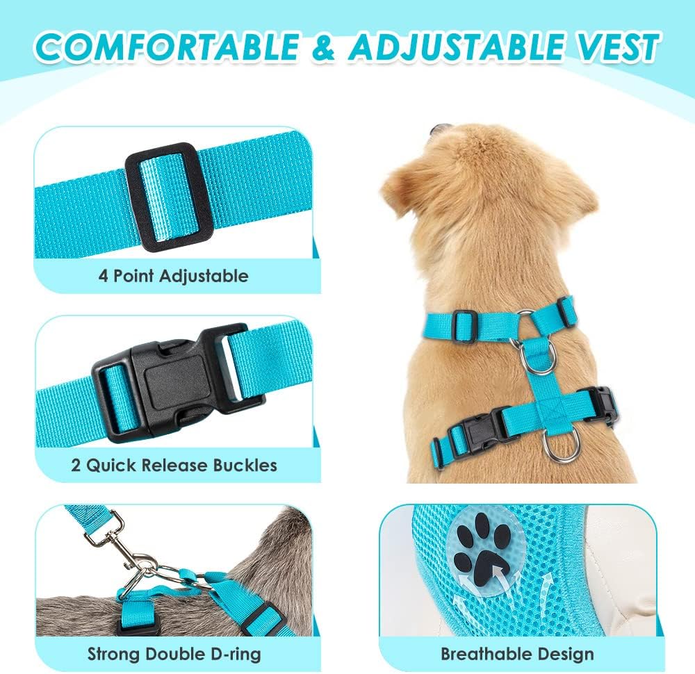 SlowTon Dog Seat Belt Harness for Car, Dog Car Harness Adjustable Mesh Breathable & Dog Seatbelt