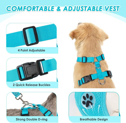 SlowTon Dog Seat Belt Harness for Car, Dog Car Harness Adjustable Mesh Breathable & Dog Seatbelt
