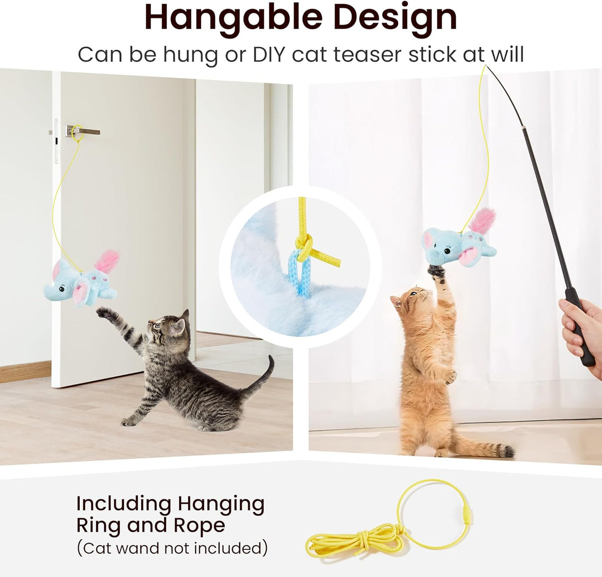Potaroma Cat Toys Flapping Elephant, Interactive Realistic Kitten Toy Stuffed with Catnip and