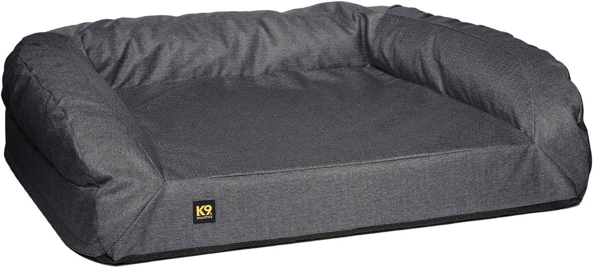 K9 Ballistics Tough Bolster Orthopedic Sofa Dog Bed with Removable Washable Cover - Durable, Water