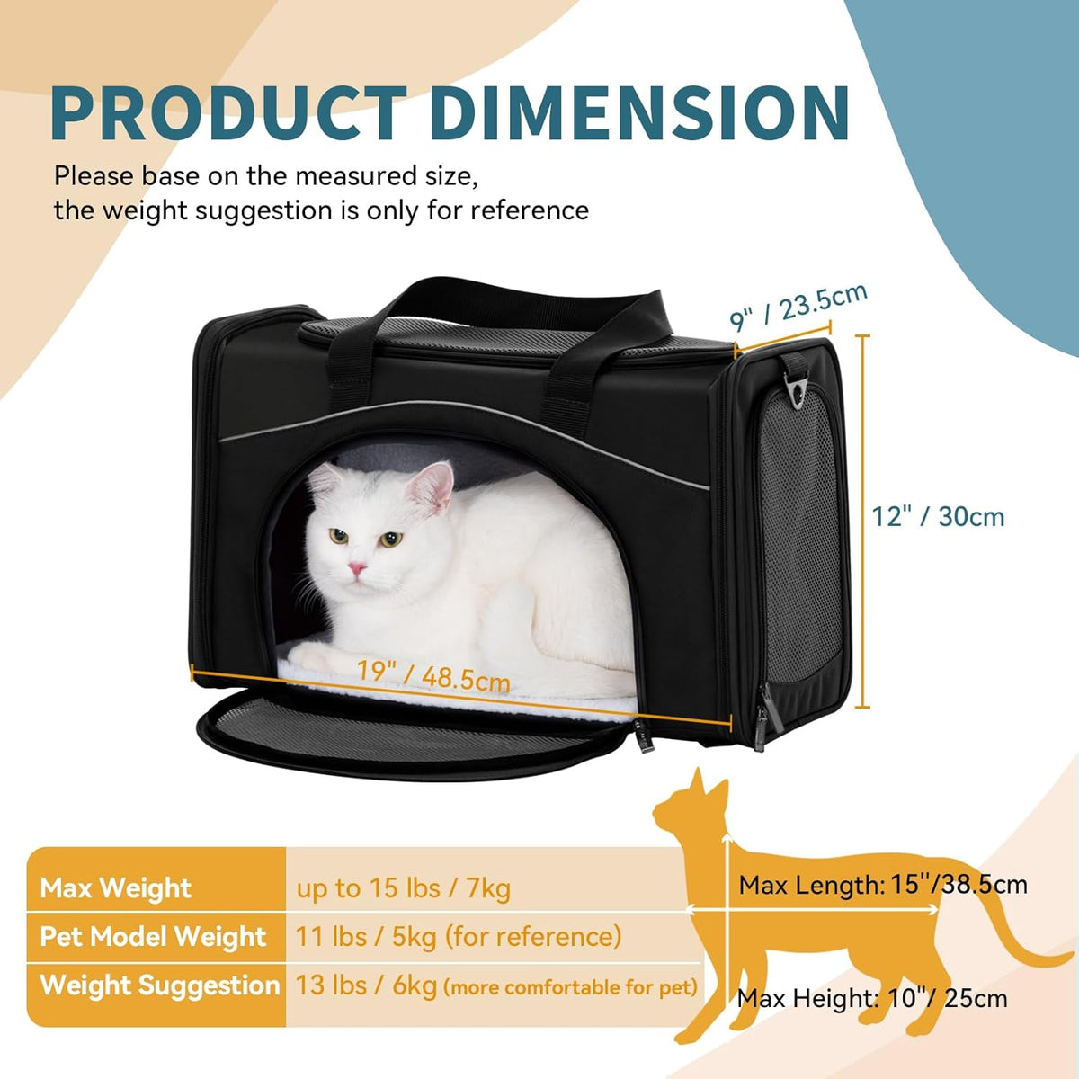 Petsfit Two-Way Placement Pet Carrier Airline Approved, Cat Carriers for Kittens
