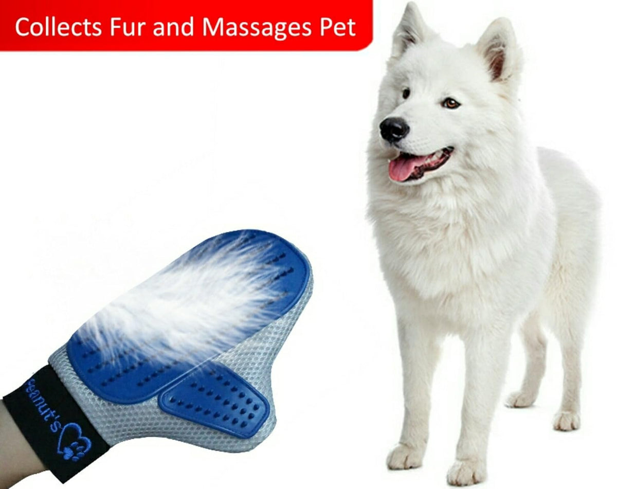 Mr. Peanut’s Pet Grooming Glove – Deshedding Hair Removal Mitt with Gentle Silicone Tips