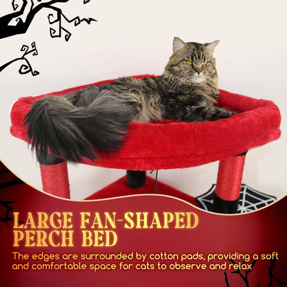 Globlazer Gothic Corner Cat Tree Tower with Scratching Post for Indoor Cats, 51inch Goth Cat Condo