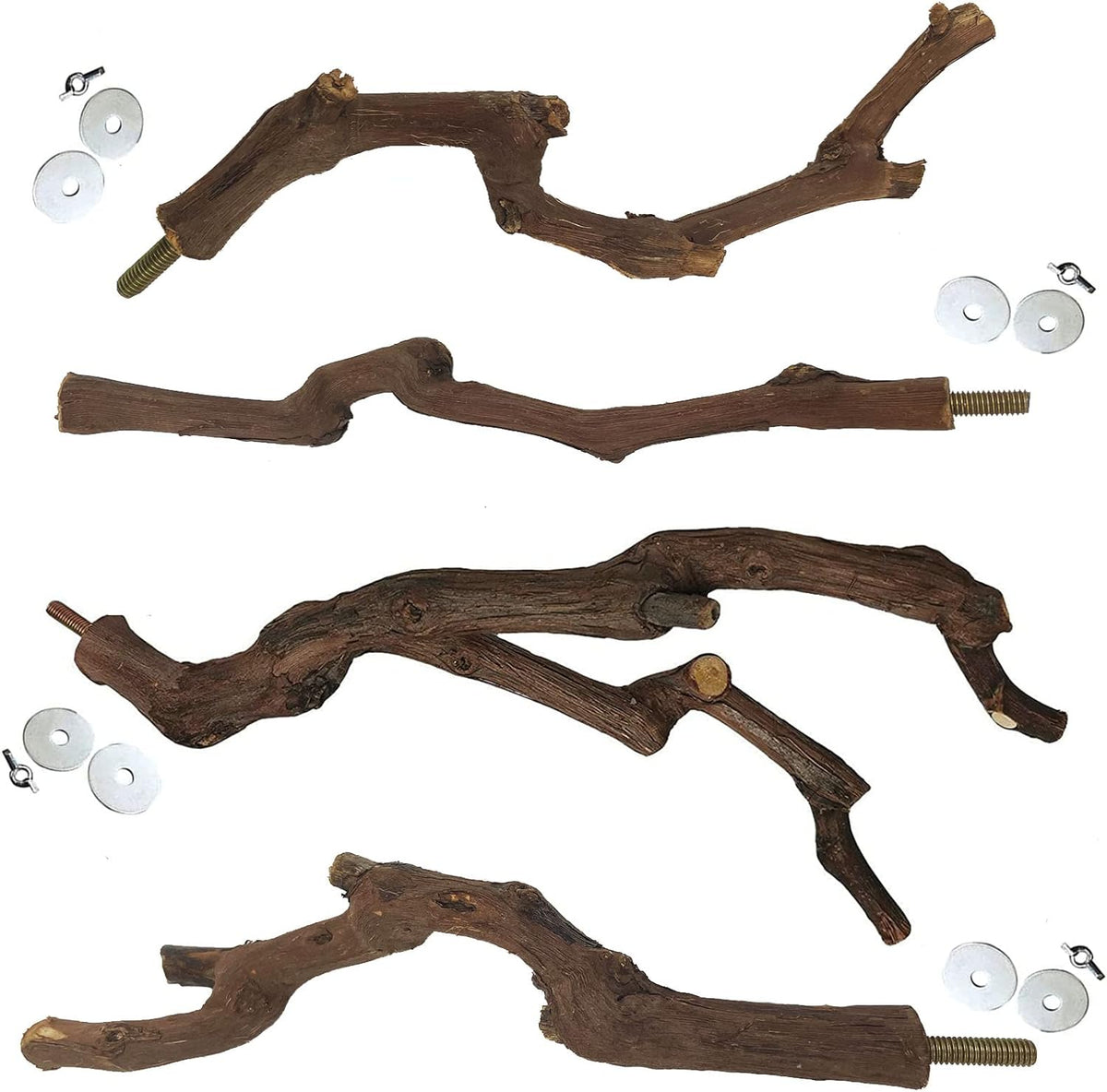 kathson Natural Parrot Perch Bird Stand Pole Wild Grape Stick Paw Grinding Fork Parakeet Climbing