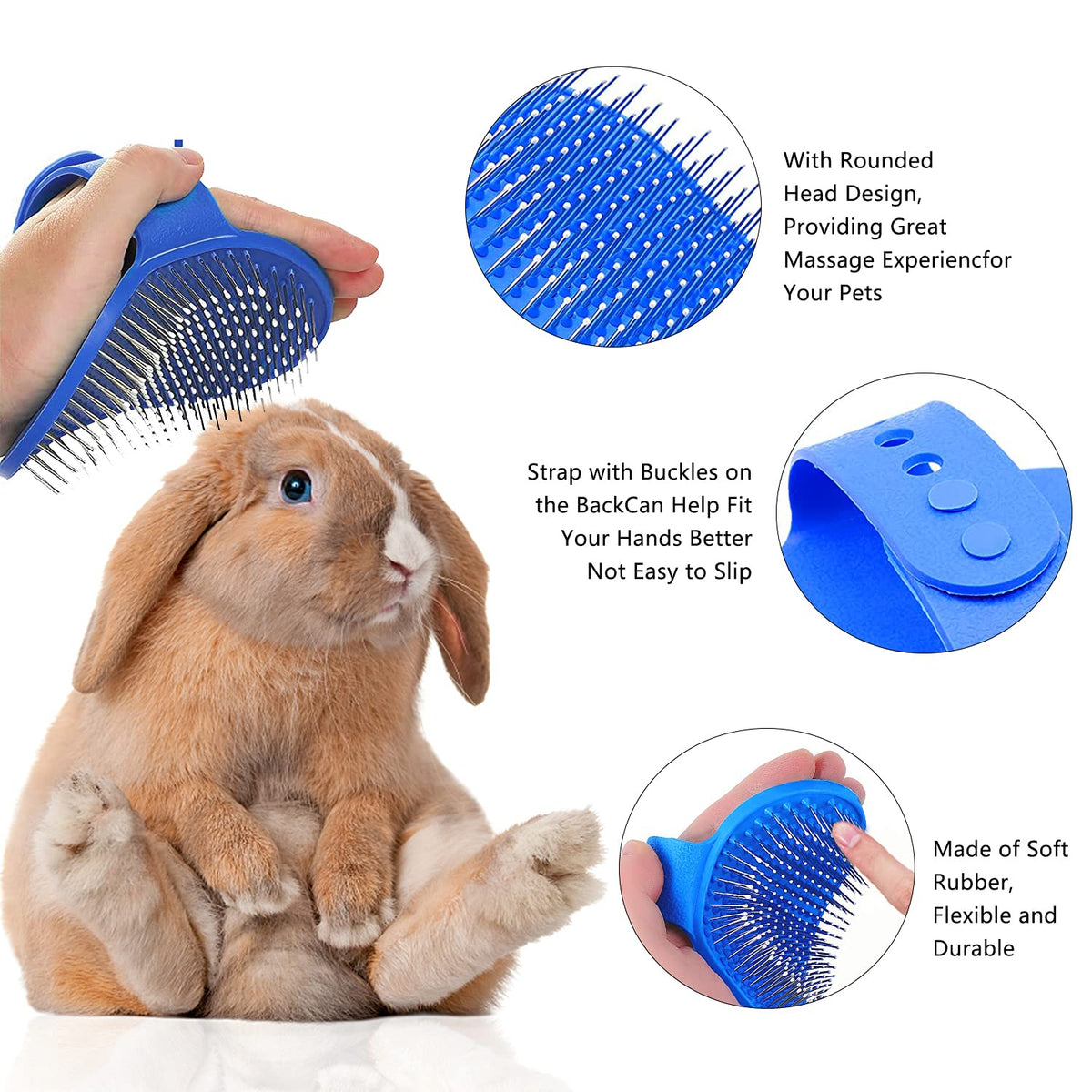 7-Piece Small Pet Grooming Kit with Brush, Nail Clippers, and Adjustable Strap for Rabbits
