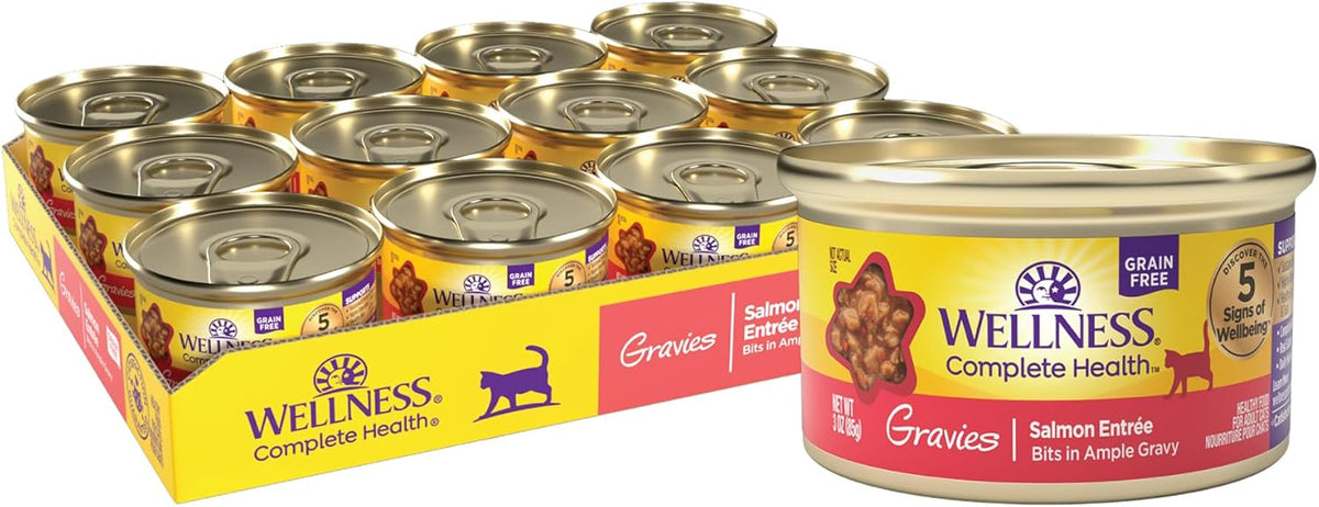 Wellness Complete Health Gravy Adult Wet Cat Food, Natural, Protein-Rich, Grain Free, 3 Ounce, 12