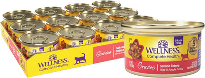 Wellness Complete Health Gravy Adult Wet Cat Food, Natural, Protein-Rich, Grain Free, 3 Ounce, 12