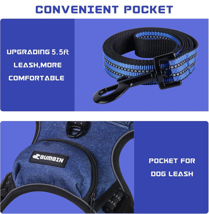 BUMBIN Dog Harness for Large Dogs, No Pull Adjustable No Choke Pet Vest with Dog Leash Fit Smart