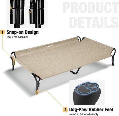 Veehoo Cooling Elevated Dog Bed, Guardrail Raised Pet Cot, Indoor & Outdoor XXL Pet Bed with