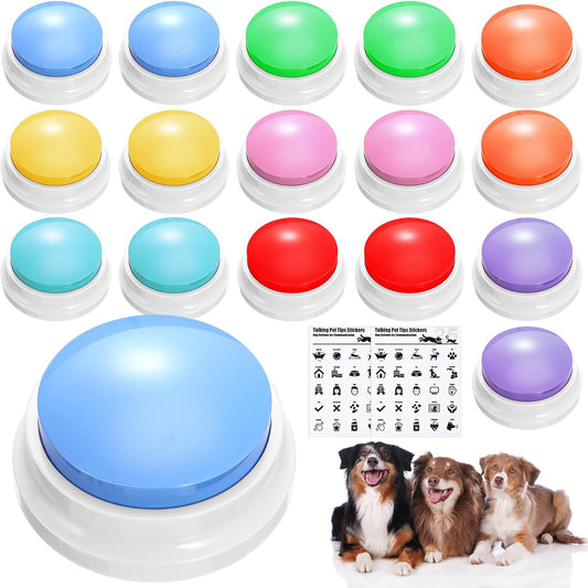 Jerify 16 Pieces Dog Buttons for Communication Voice Recordable Cat Dog Talking Buzzers Set with