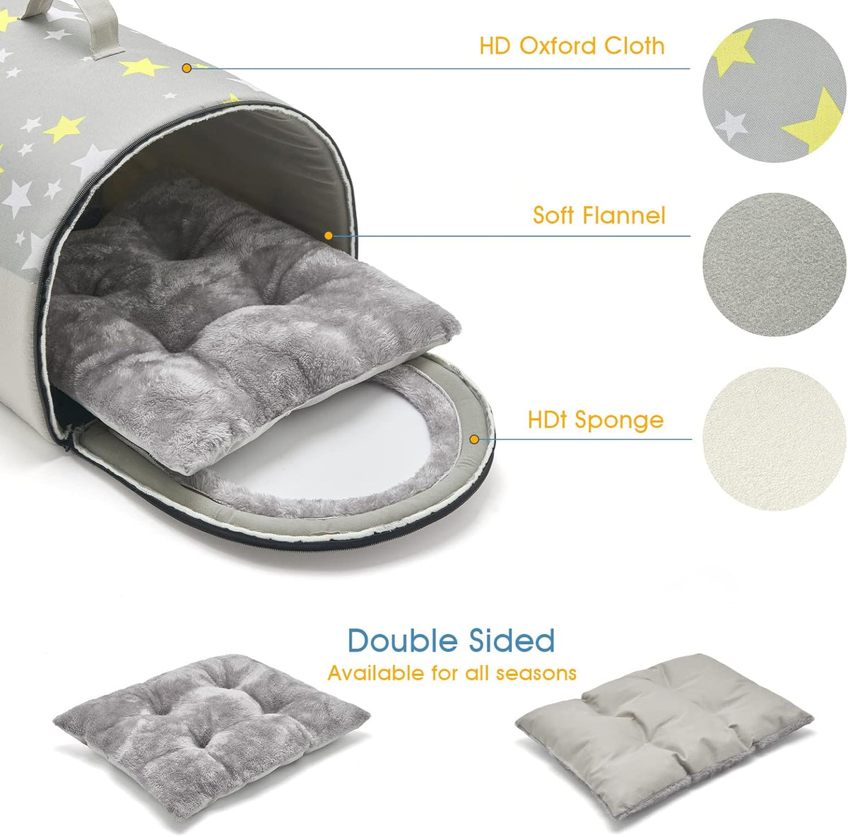 Jiupety Cozy Small Pet Dog House, 2 in 1 Puppy House, S Size for Cat and Puppy, Warm Cave Sleeping