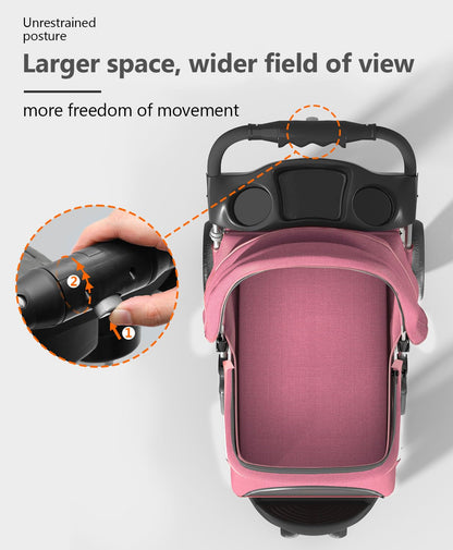 Pet Stroller with 3 Wheels for Small/Medium Pets, Portable Travel Foldable Carrier Jogger for Dog