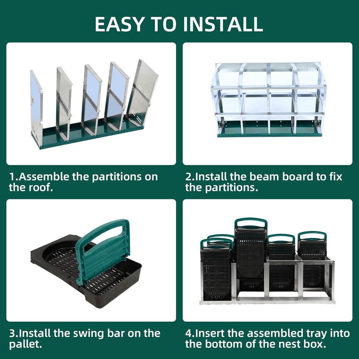 Chicken Nesting Box, 10 Hole 2 Layer Hen Nest Boxes, Roll Away Eggs Laying Boxes,Cleanable Pull Out
