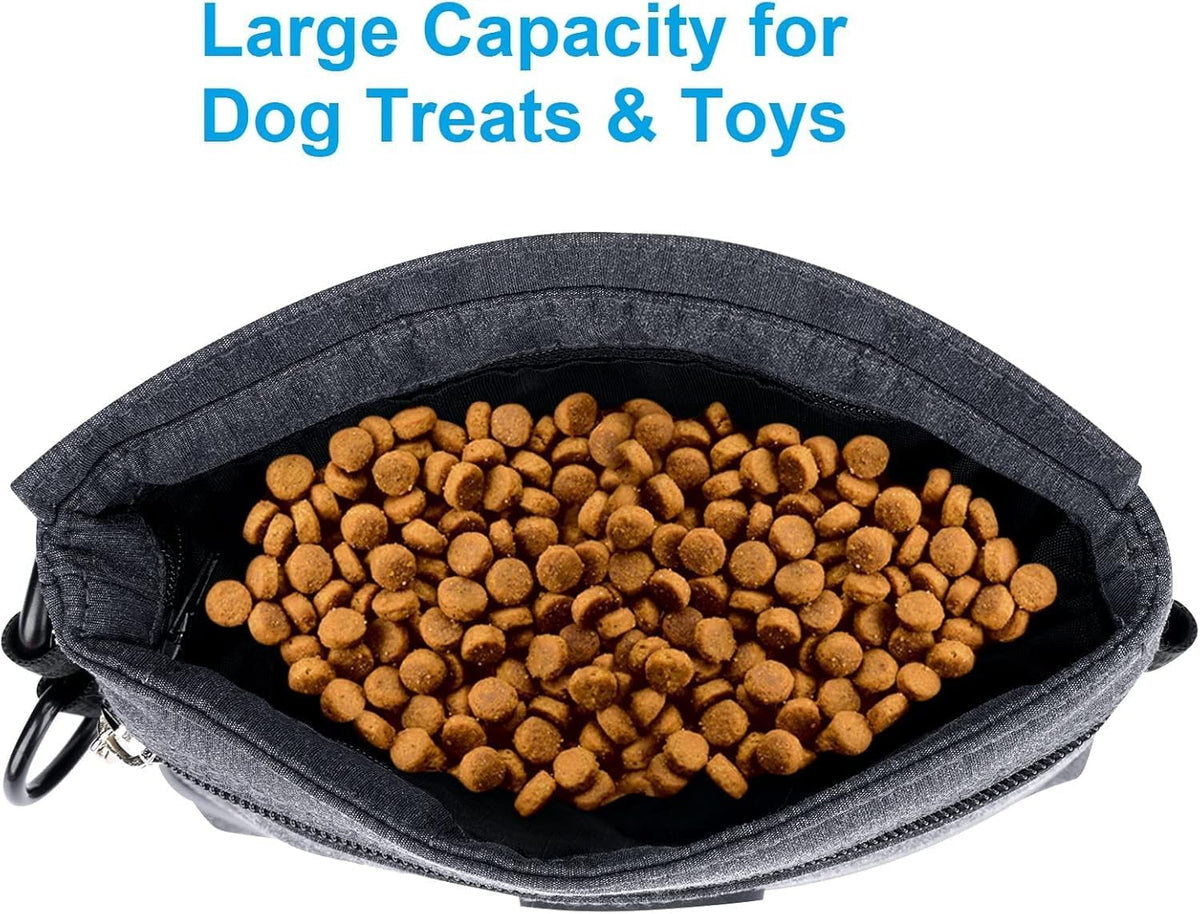 Viklluyr Dog Treat Pouch Bag with Magnetic Closure, Dog Food Carrier with Removable Inner Pocket