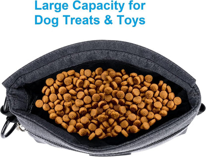 Viklluyr Dog Treat Pouch Bag with Magnetic Closure, Dog Food Carrier with Removable Inner Pocket