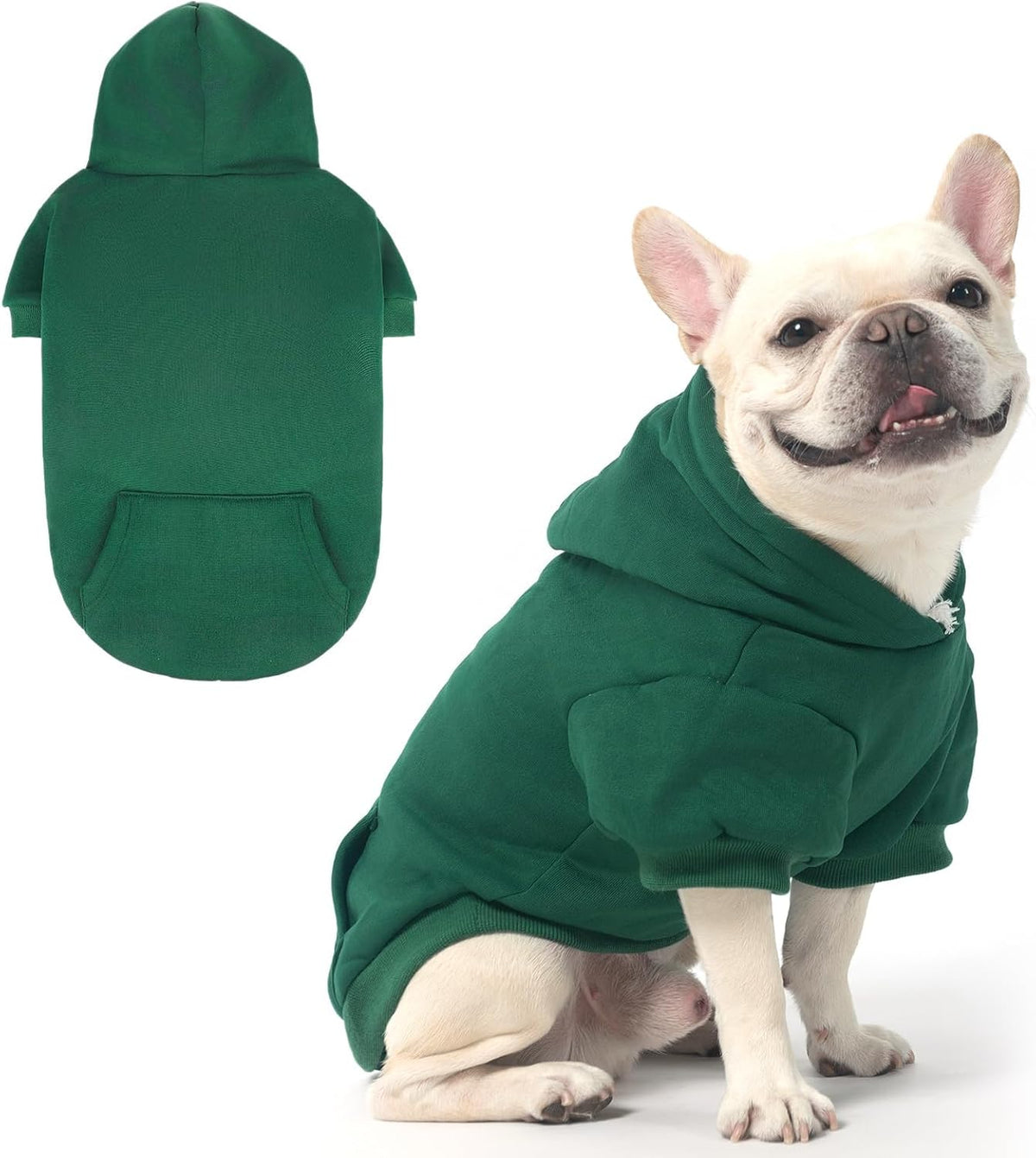 KOOLTAIL Basic Dog Hoodie - Soft & Warm Dog Sweater with Leash Hole and Pocket, Winter Coat, Cold
