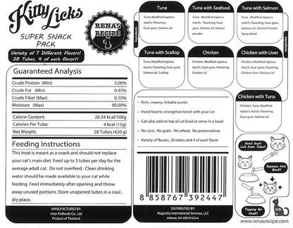 Kitty Licks Chicken and Tuna Varieties (28 Tubes) Chicken and Tuna Varieties 4 Tubes X 7 Flavors