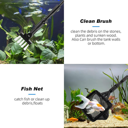 hygger Small Fish Tank Cleaner, Aquarium Cleaning Tools Kit with Handle, Seaweed Scraper, Fishing