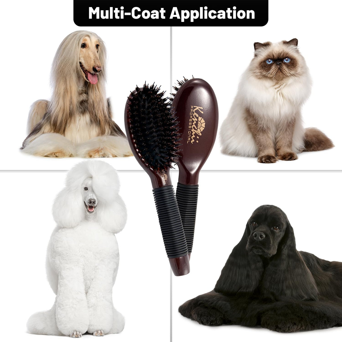 Kenchii Boar and Nylon Bristle Dog/Cat Grooming Brush with One-Piece Maple Body-Choose Size Large