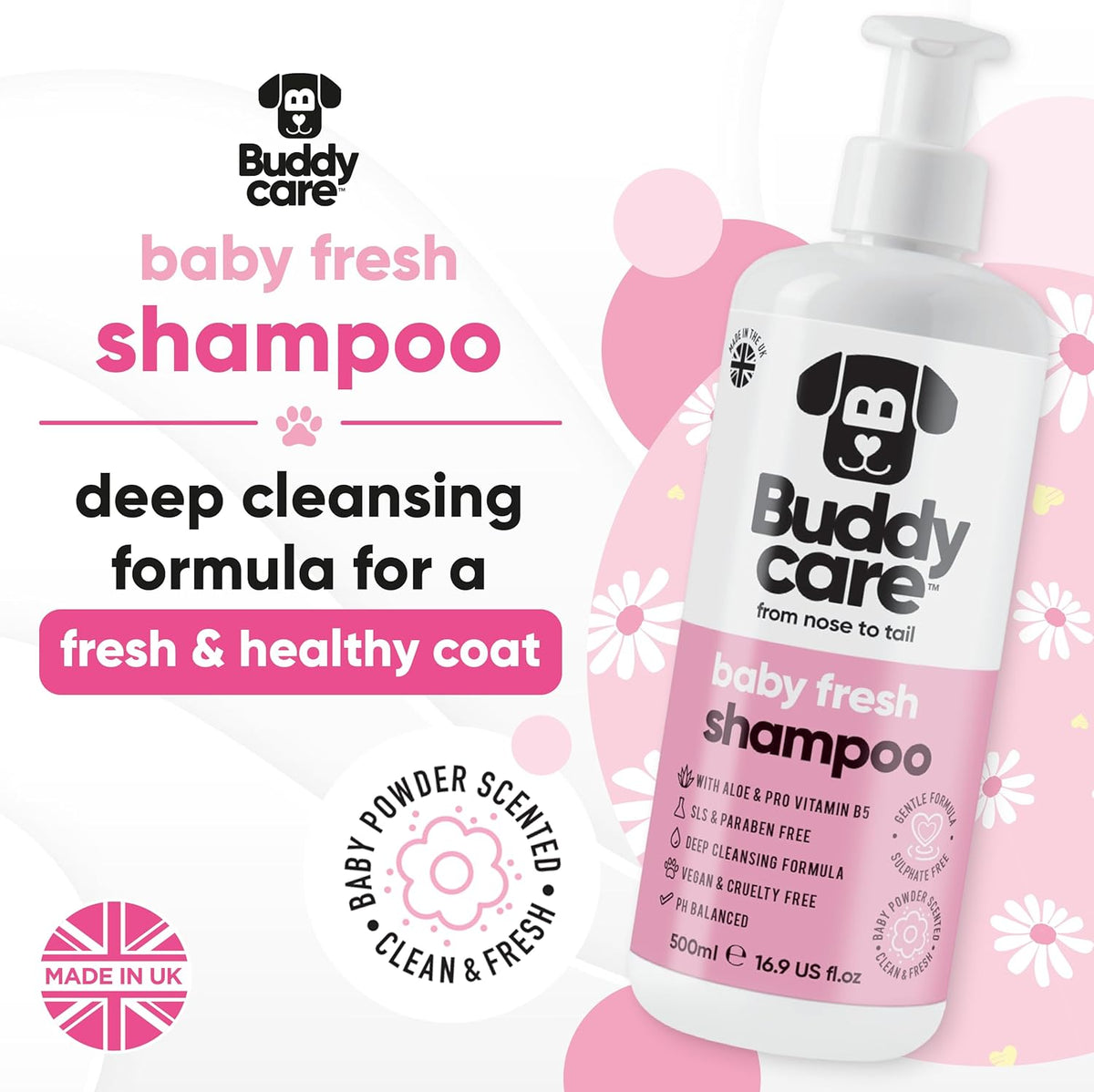 Baby Fresh Dog Shampoo by Buddycare | Deep Cleansing Shampoo for Dogs | Fresh Scented | with Aloe