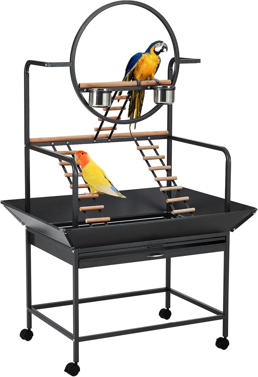 Bird Playstand, 66'' H Inch Birdcage Stand Activity Play Center with Perches and Ladders, Removable