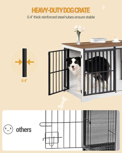 XL Large Dog Crate Furniture, 44.1" Indoor Dog Kennel Furniture with Barn Door, Wooden Tall Dog