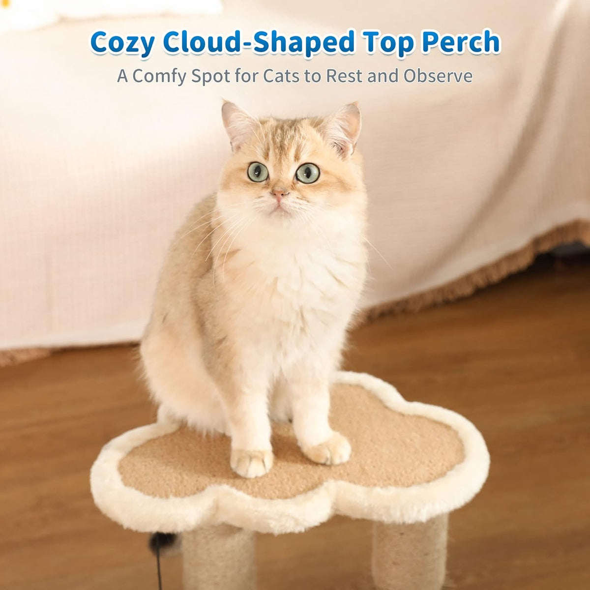 Made4Pets Cat Scratching Post, Cat Self Groomer for Indoor Cats, Cloud Soft Perch for Rest, 17.5"
