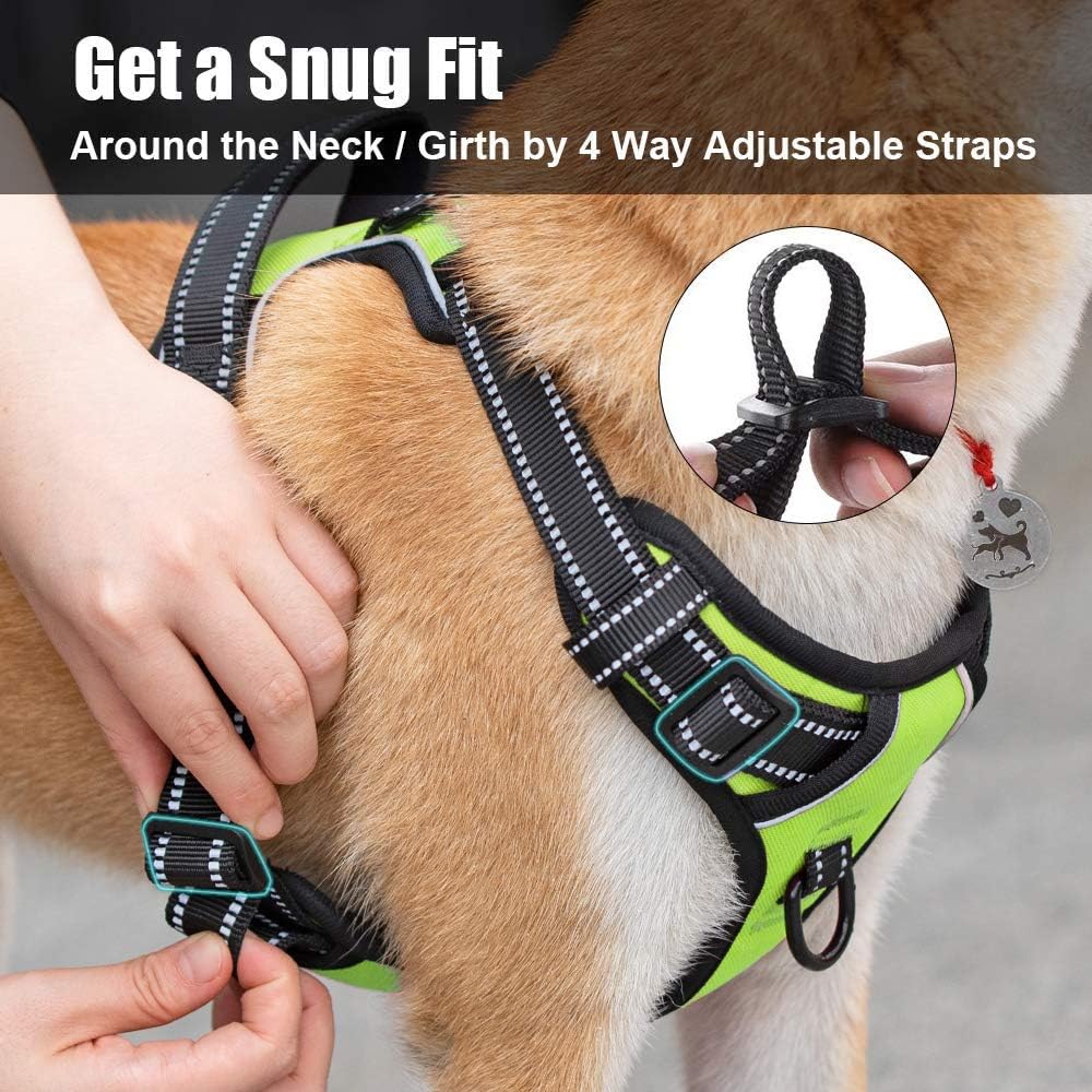 PoyPet No Pull Dog Harness, Reflective Comfortable Vest Harness with Front & Back 2 Leash
