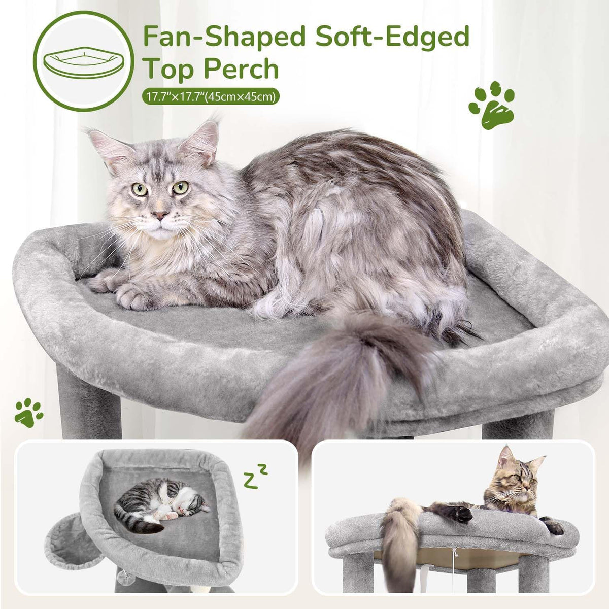 Globlazer Corner Cat Tree Tower for Indoor Cats, 51in Multi-Level Cat Condo Tower with Large