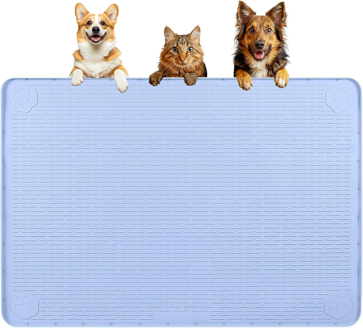 Dog Food Mat, Extra Large 40" x 28" Silicone Pet Feeding Mat with Raised Edge Pet Placemat for