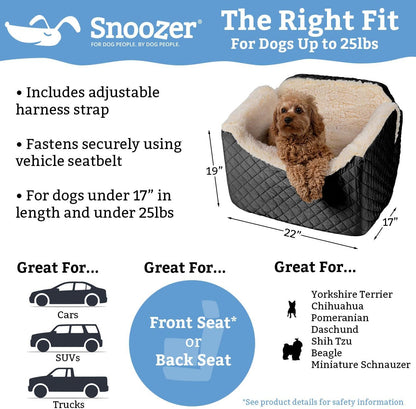 Snoozer Lookout I Car Seat - Dog Car Seats for Small Dogs, Puppy Booster Bed for Small & Medium